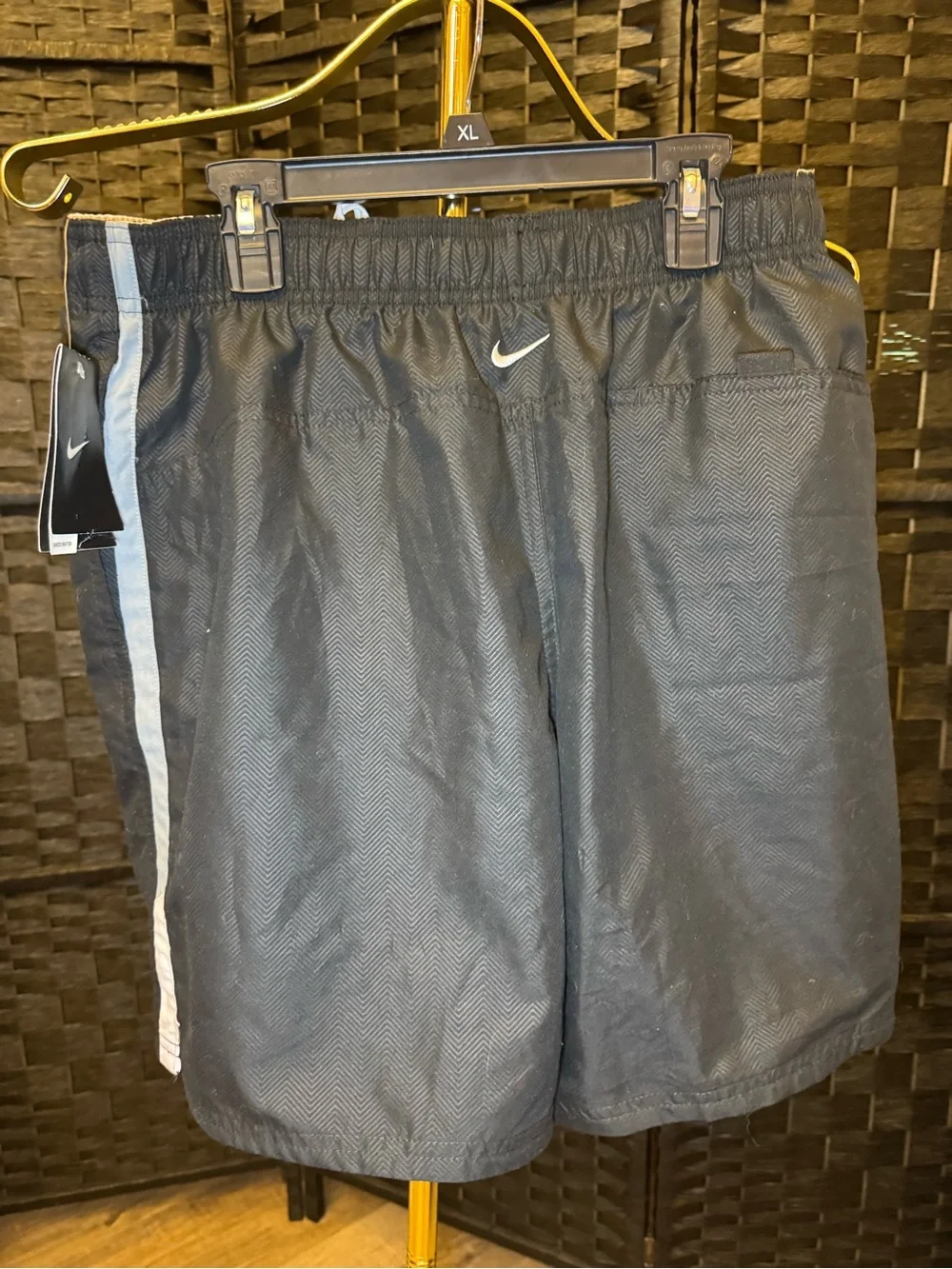 Men's Nike Black Swim Shorts with White Side Stripe